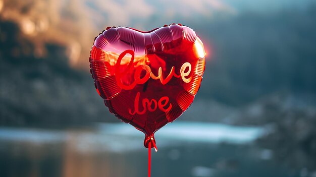 Amor en el aire Globo rojo en forma de corazón difundiendo alegría