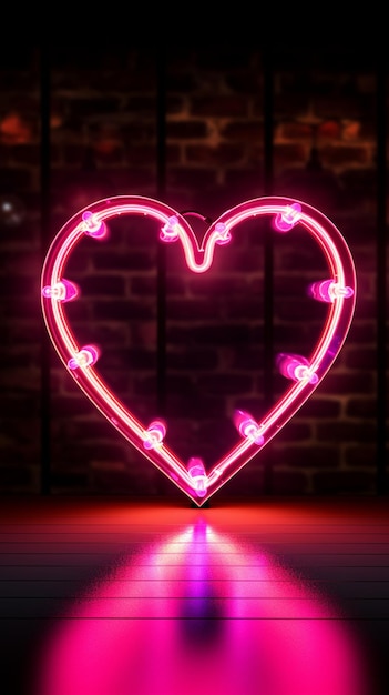 Amor brilhante Um sinal de néon delineia um formato de coração para um ambiente romântico Papel de parede vertical para celular