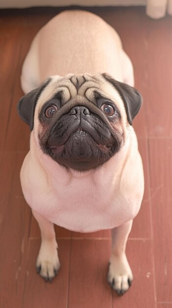 El amor del cachorro El perro pug dulce posa en casa capturando corazones El papel de pared móvil vertical