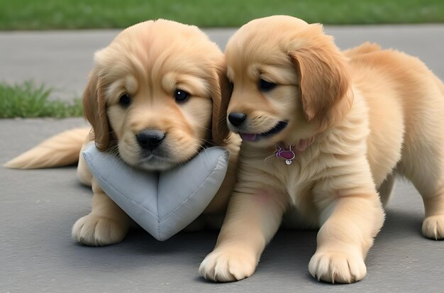 Foto el amor de los cachorros de golden retriever