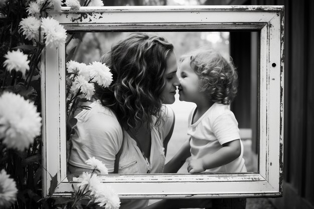 Foto el amor en cada cuadro de la foto de madre e hijo