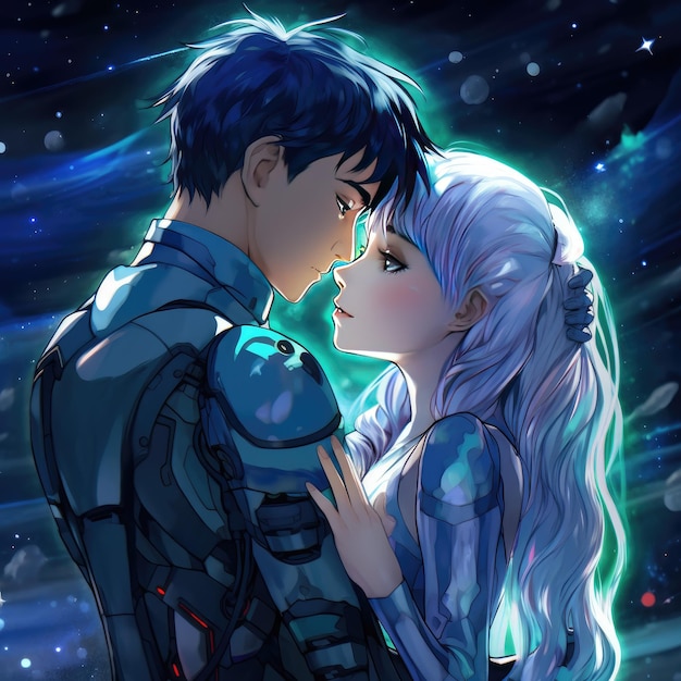 Amor Celestial Shinji e Jinx Abraço em um Universo de Anime Surrealista