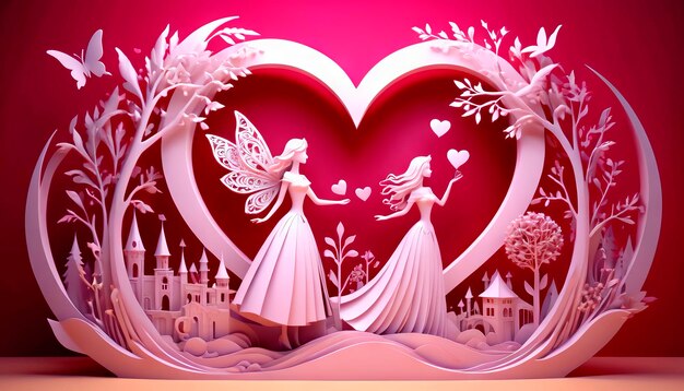 Foto el amor entre las chicas simbolismo de san valentín y romance del amor 14 de febrero día de san valentine
