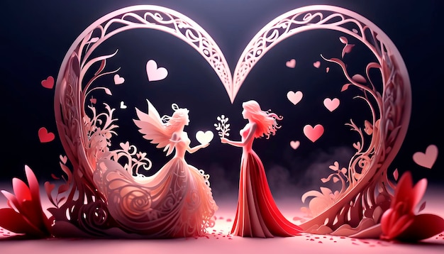 El amor entre las chicas simbolismo de San Valentín y romance del amor 14 de febrero Día de San Valentine