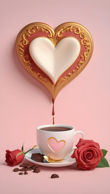 Foto amor, chocolate e café.