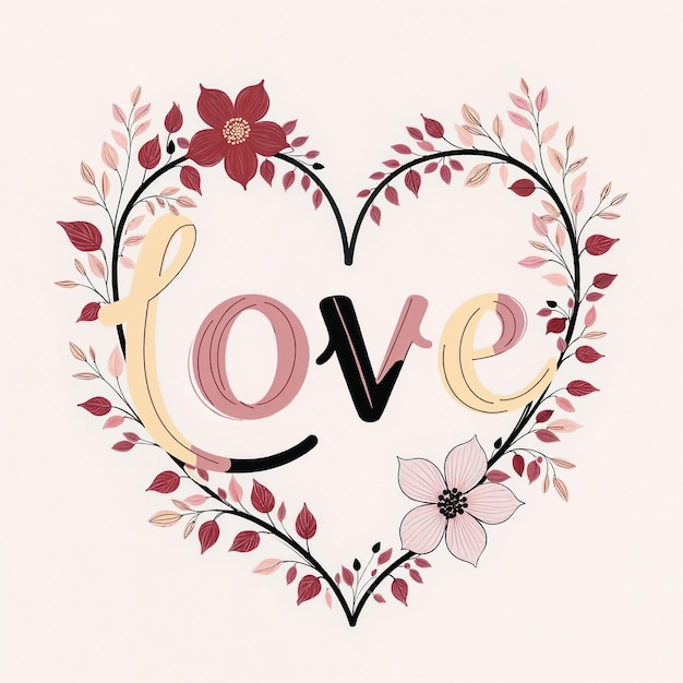 El amor en un corazón floral