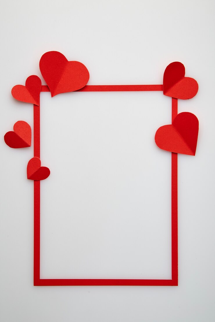 Amor de papel coração vermelho de moldura vermelha