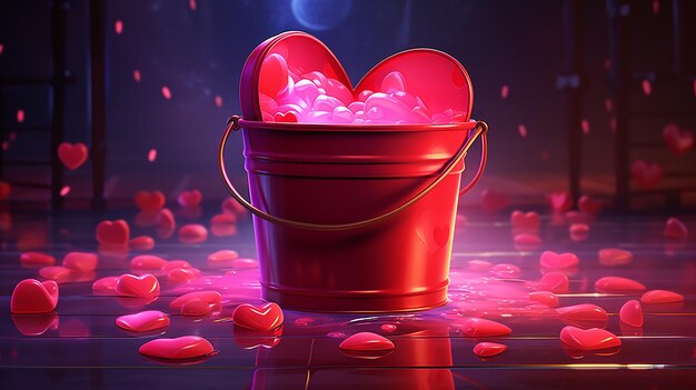 El amor del día de San Valentín en un cubo