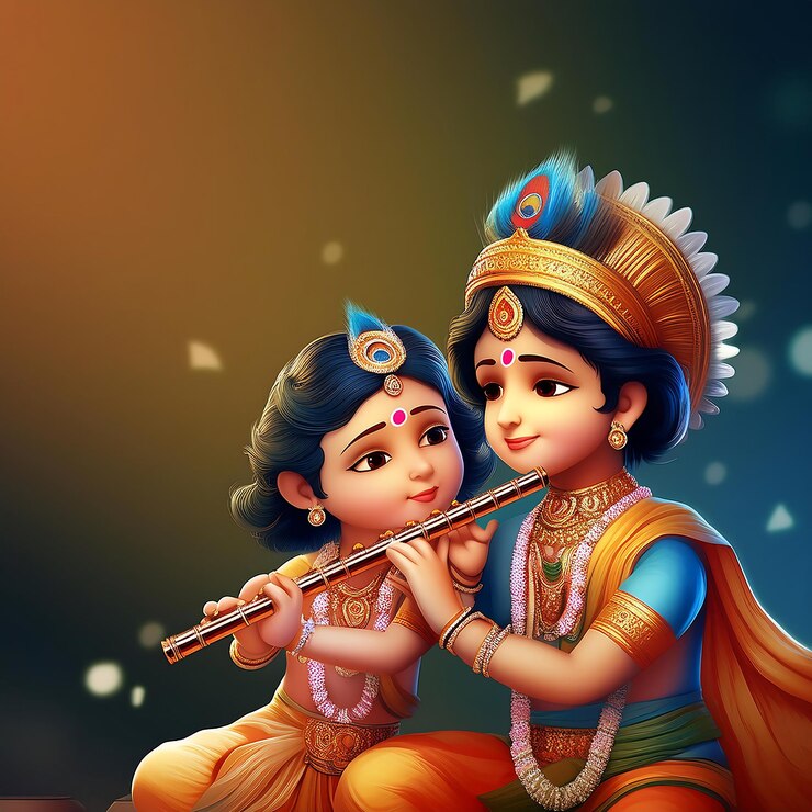 El amor del dios indio Radha y Krishna tocando la flauta janmashtami Krishna Jayanthi