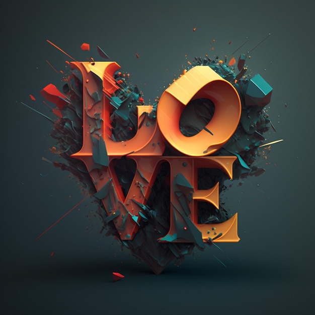 Amor en diseño artístico 3d ilustrado.