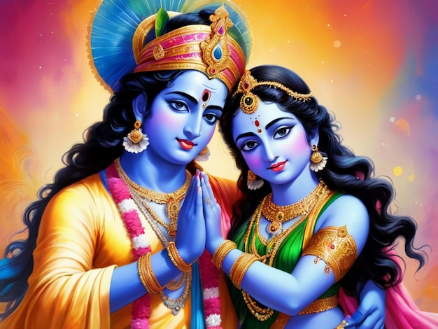 El amor divino Arte tradicional de Radha Krishna