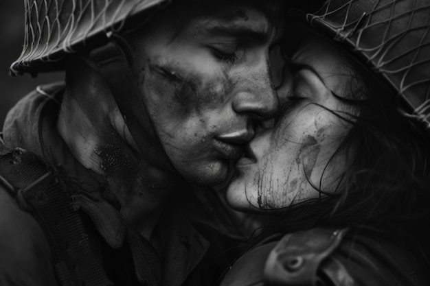 El amor duradero, los momentos tiernos y la devoción inquebrantable en el abrazo del corazón de un soldado.
