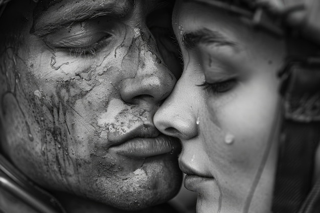 Amor duradouro, momentos ternos e devoção inabalável no abraço do coração de um soldado.