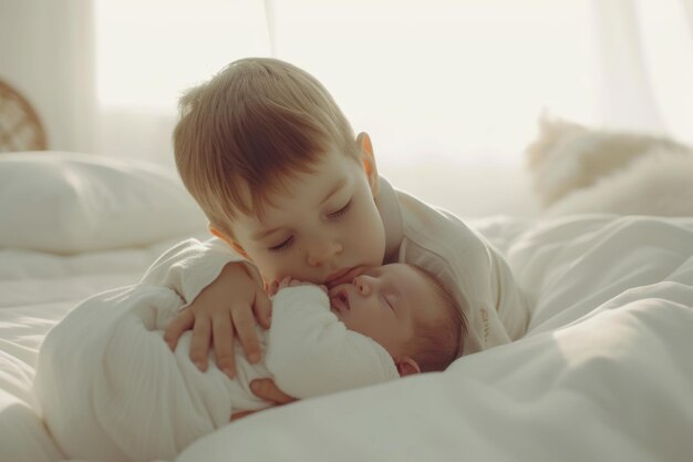 Amor e ternura entre irmãos numa família