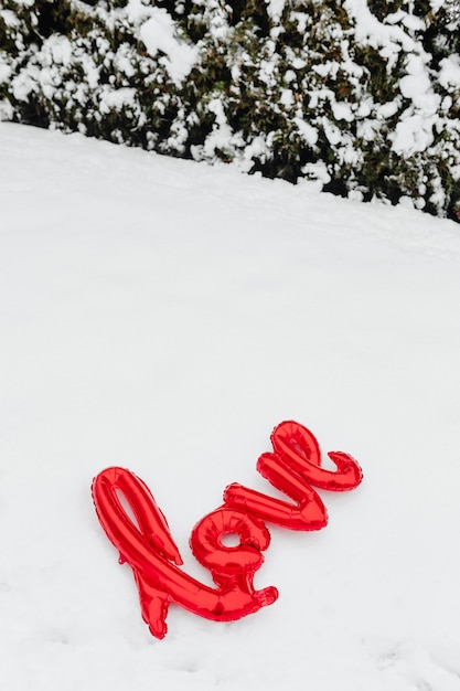 Amor globo en la nieve