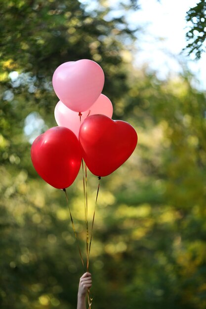 Amor globos de corazón, al aire libre