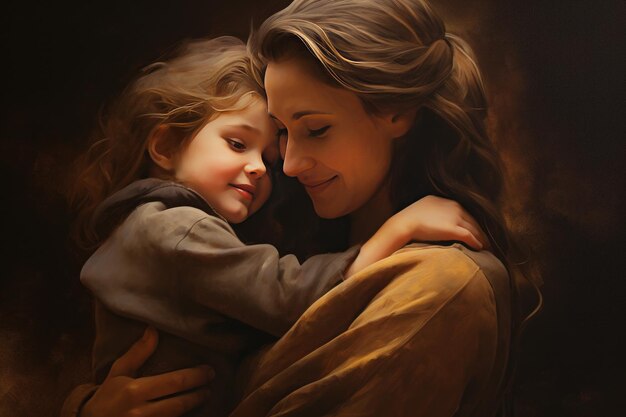 El amor incondicional El tierno abrazo de una mujer a un niño AR 32