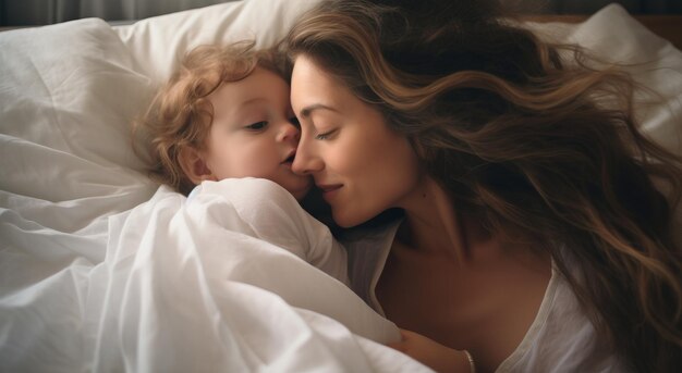 Foto el amor de una madre y un bebé familia en el hogar concepto de estilo de vida