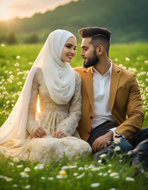 Foto el amor de la manzana las parejas musulmanas un tierno abrazo