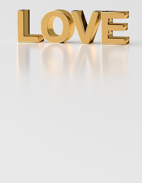 Amor palabra de oro con fondo en blanco