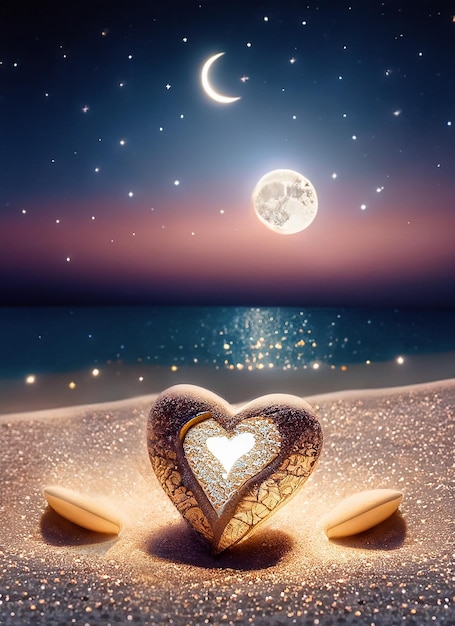 Foto amor en la playa hermoso cielo nocturno con algunas estrellas de amor