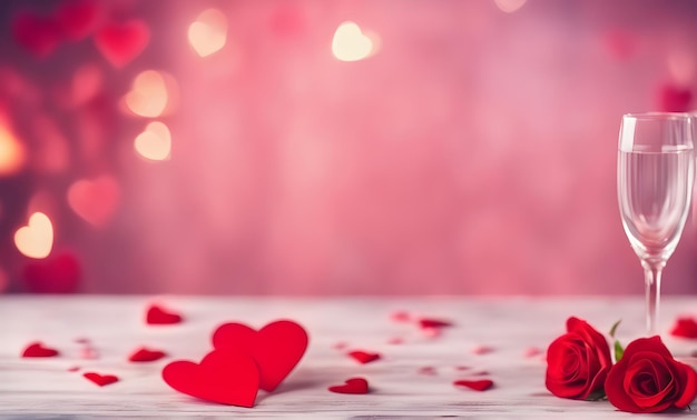 Amor de San Valentín con corazones y rosas Tarjeta de felicitación con espacio