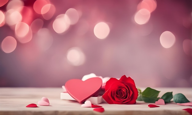 Amor de San Valentín con corazones y rosas Tarjeta de felicitación con espacio