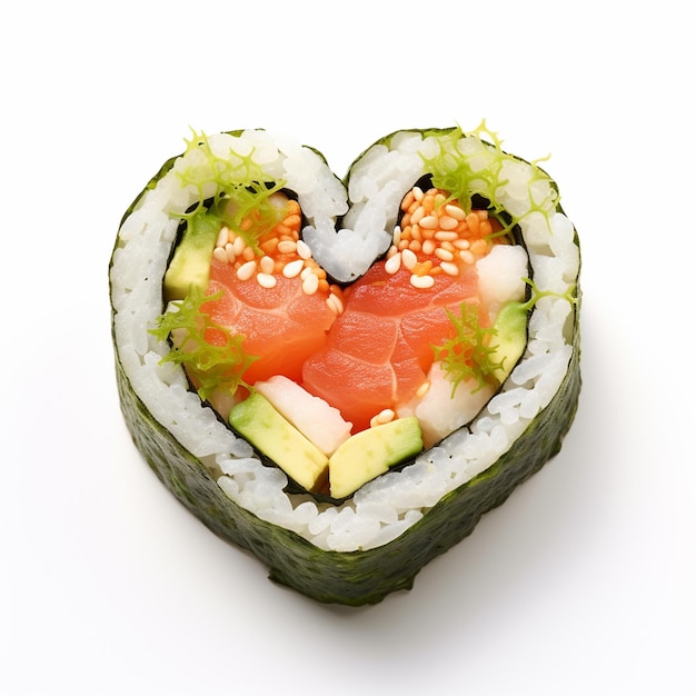 amor shushi roll em forma de coração pela paixão e