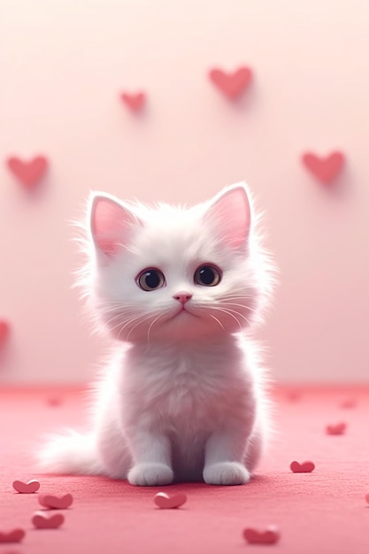 Amor temático lindo gato blanco IA generativa