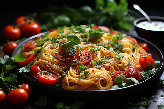 El amor del tomate de cereza Linguine