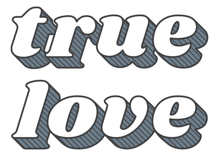 Foto el amor verdadero png retro 3d sombra ilustración de tipografía en negrita