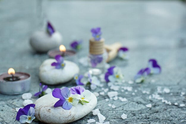 amores-perfeitos violetas e adereços para tratamentos de spa