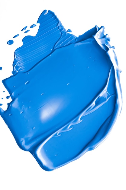 Amostra de beleza azul skincare e maquiagem textura de amostra de produto cosmético isolada em fundo branco maquiagem mancha creme cosméticos esfregaço ou pincelada