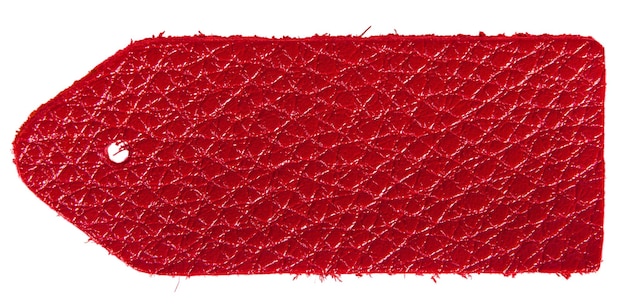 Amostra de couro vermelho isolada no fundo branco