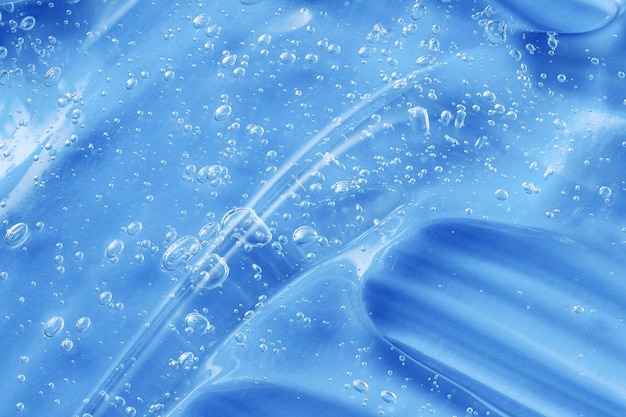 Amostra de esfregaço de gel azul. desinfetante antibacteriano para amostra de higiene. textura gelatinosa com colágeno e