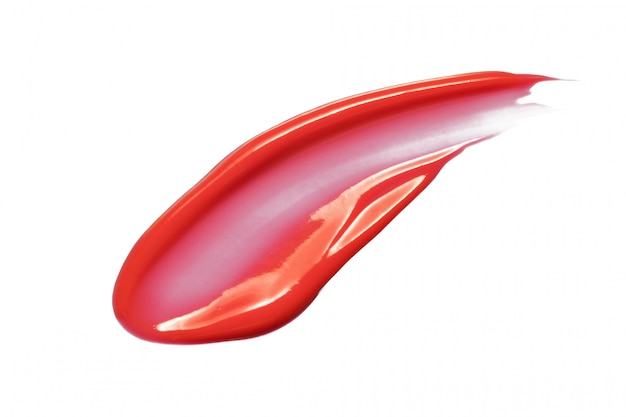 Amostra de mancha de batom vermelho mancha swipe isolado no branco