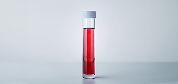 Foto amostra individual tubo de ensaio único com solução vermelha