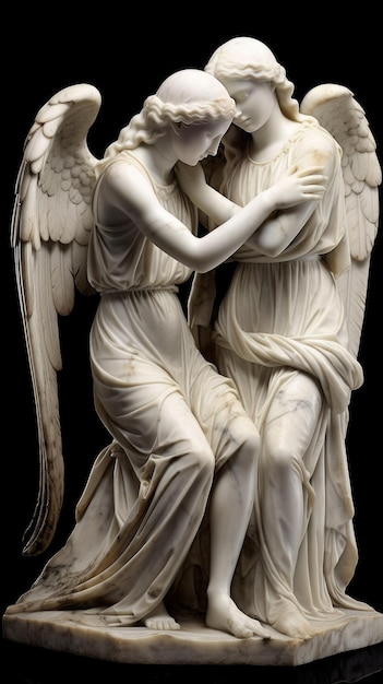 Amour und Psyche, weiße Marmorstatue, epische generative KI