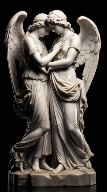 Amour und Psyche, weiße Marmorstatue, epische generative KI