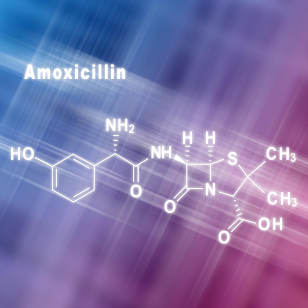 Foto amoxicilina antibiótico fórmula química estructural