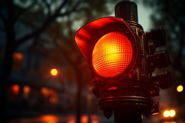 Ampelsignal in der Stadt bei Nacht aus nächster Nähe