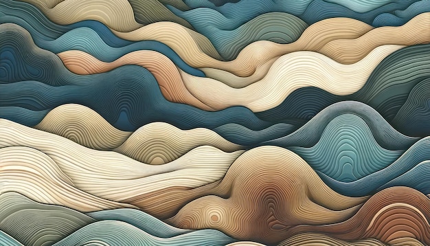 Una amplia ilustración digital de ondas abstractas