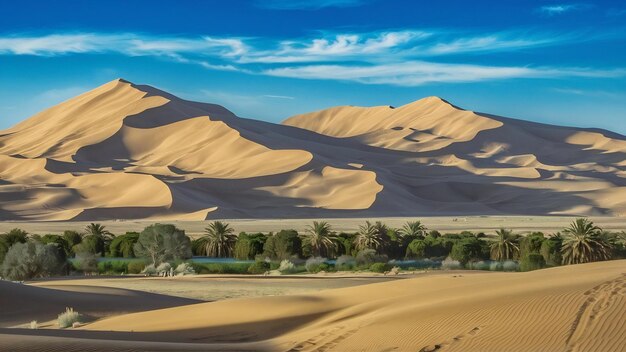 Una amplia imagen de las dunas de arena en un desierto durante el día