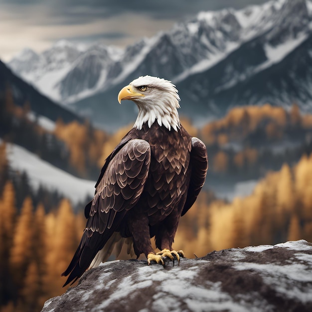 amplia vista del águila con paisaje montañoso