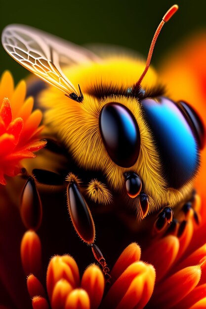 Foto un amplificador de fondo de flor de abeja generado por ai