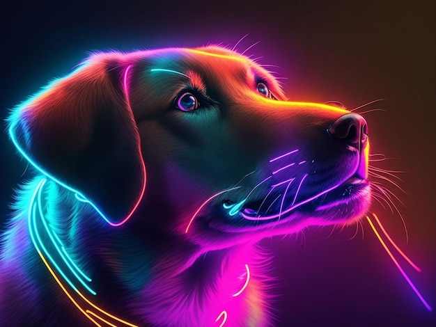 Amplificador de luz de neón perro de color cómico