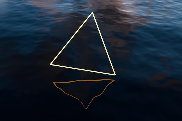 El amplio océano con líneas triangulares brillantes representación 3d