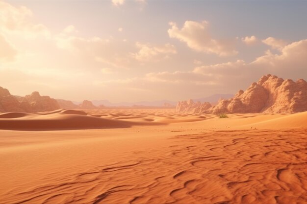 Foto amplio y salvaje paisaje del desierto de arena árabe en el barrio muerto