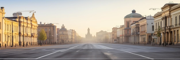 Amplo panorama vazio europeu antigo cenário turístico de arquitetura de rua