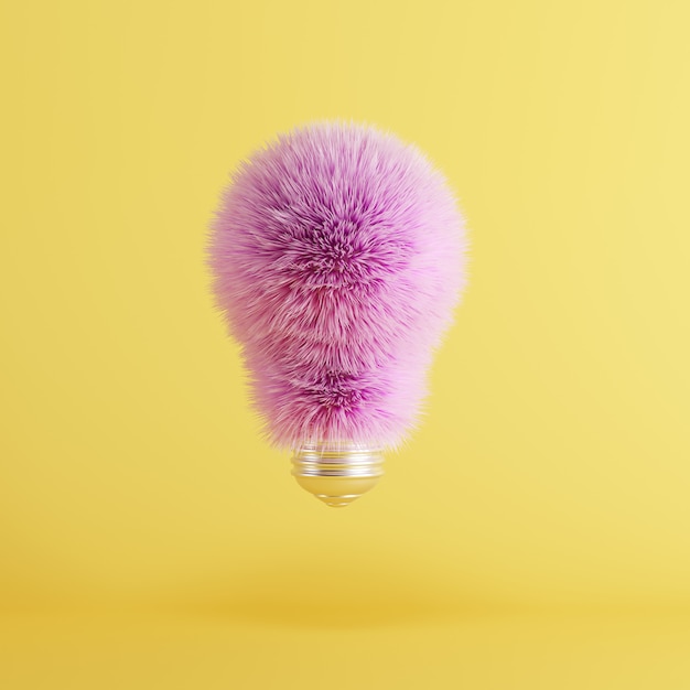 Ampola cor-de-rosa da pele no amarelo de flutuação. ideia mínima conceito criativo. Renderização 3D.